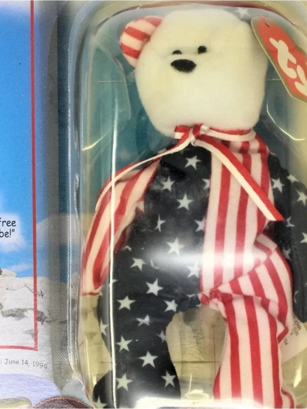 Ty Spangle Patriotic Bear Plush - Red, White, Blue 1999 Spangle the Bear